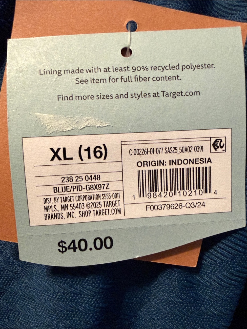 Teal Blue Jacquard Square Neck High Leg Cheeky One-Piece Swimsuit XL (16) NWT - Picture 16 of 16